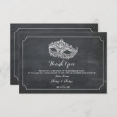 Vielen Dank Karten Masquerade Maske Party Silver (Vorne/Hinten)