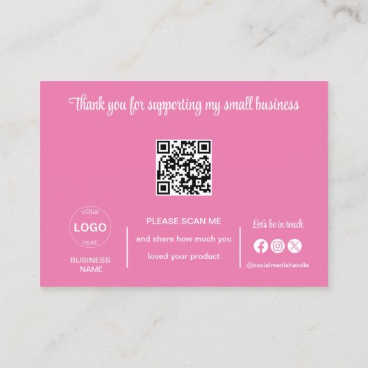 Vielen Dank Karten Qr-Code Logo Pink Business (Rückseite)