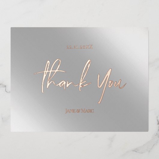 Vielen Dank Karten Real Foil Pink Silver (Vorderseite)