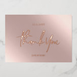 Vielen Dank Karten Real Foil Rosegold Pink<br><div class="desc">Hochzeit Dankeschön Karten,  Elegant Moderne Kalligrafie Script-Textkarten in echt rosa rosegold metallischen Folie. Einfaches und ausgefeiltes Vorlagendesign ohne Foto. Die luxuriöse reale Folie wird in Italien hergestellt und in den USA gedruckt und ist in eleganter Rose in Gold,  Gold und Silbergrau erhältlich.</div>