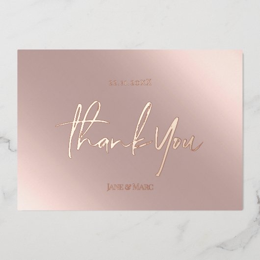 Vielen Dank Karten Real Foil Rosegold Pink (Vorderseite)