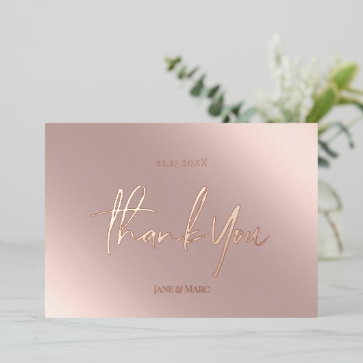 Vielen Dank Karten Real Foil Rosegold Pink (Stehend vorne)