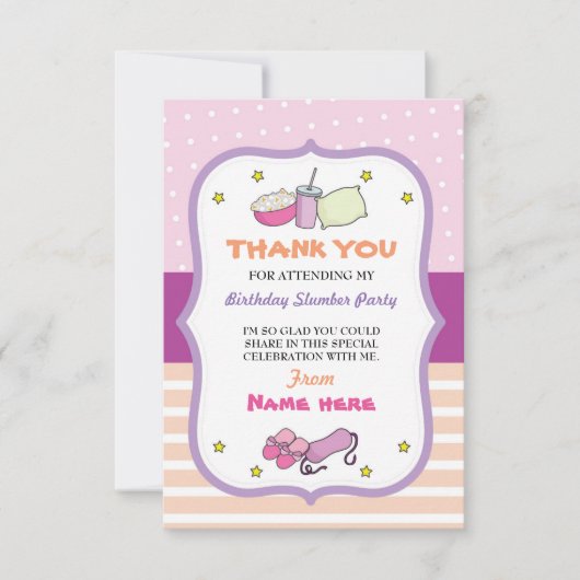 Vielen Dank Karten Slumber Party Geburtstag schlaf (Vorderseite)