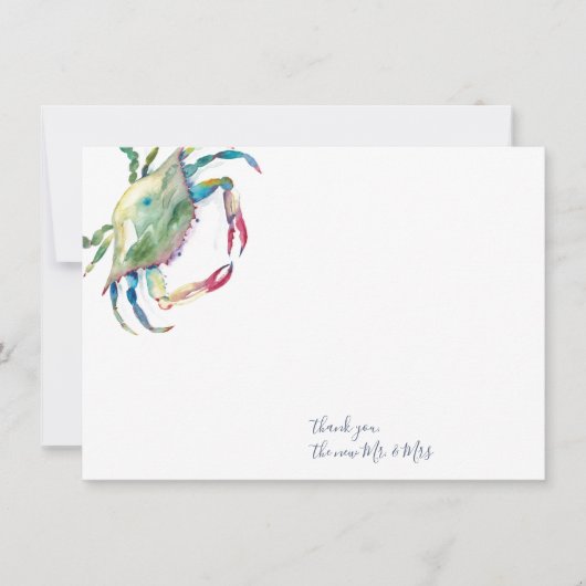 Vielen Dank Karten Watercolor Blue Crab (Vorderseite)