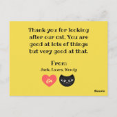 Vielen Dank, Katzensitter Postkarte (Rückseite)