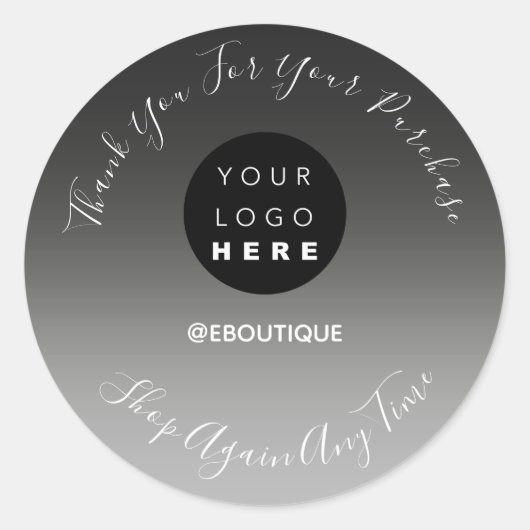 Vielen Dank Kauf Boutique Online-Logo Black Gray Runder Aufkleber (Vorderseite)