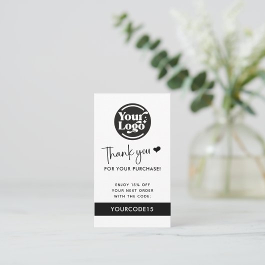 Vielen Dank Kauf Business Logo QR Code Händler Rabattkarte (Stehend Vorderseite)
