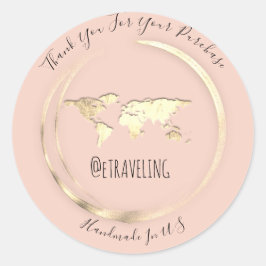 Vielen Dank Kauf Rose Gold World Map Travel Globe Runder Aufkleber