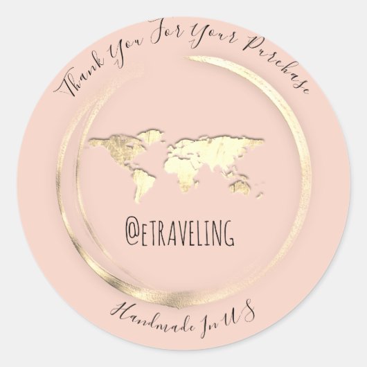 Vielen Dank Kauf Rose Gold World Map Travel Globe Runder Aufkleber (Vorderseite)