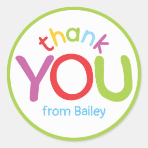 Vielen Dank, Kindergeburtstag Party Lime Green Runder Aufkleber