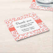 Vielen Dank: Korallen/Weiß 70. Random Number Patte Rechteckiger Pappuntersetzer (angewinkelt)