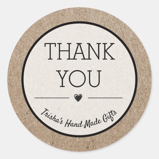 Vielen Dank Kraft Paper Design Small Business Runder Aufkleber (Vorderseite)