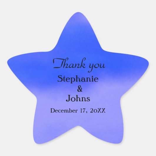 Vielen Dank Label Deep Blue Cloud Abstrakt Hochzei Stern-Aufkleber (Vorderseite)