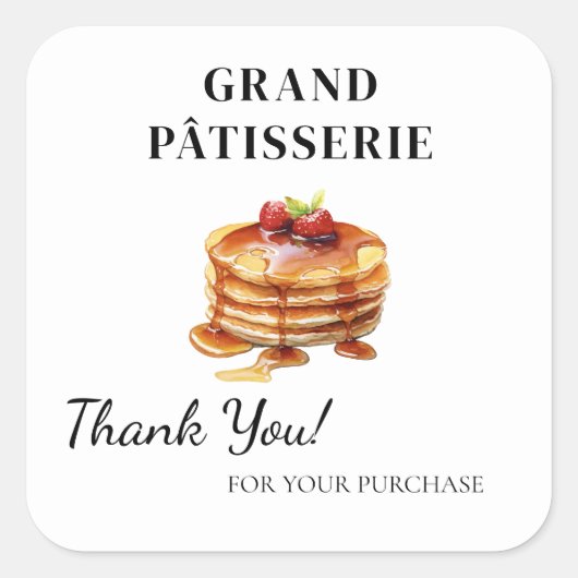 Vielen Dank Label für Cafe & Bäckerei Kleinunterne Quadratischer Aufkleber (Vorderseite)