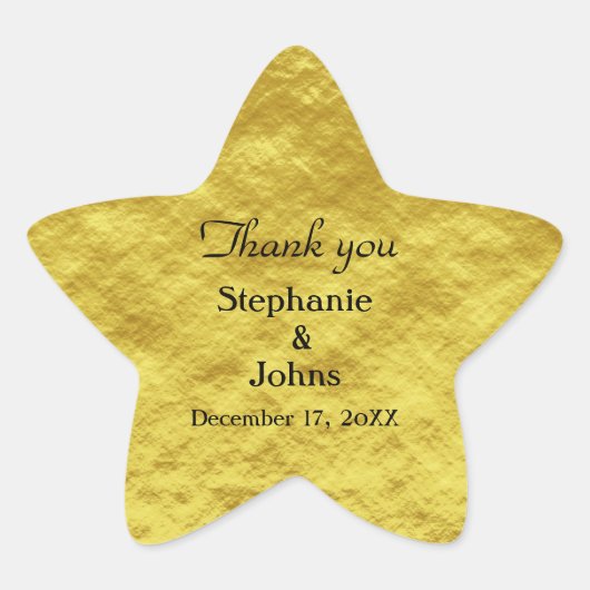 Vielen Dank Label Gold Foil Shiny Gastgeschenk Hoc Stern-Aufkleber (Vorderseite)
