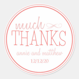 Vielen Dank Labels (Blush / Terra Cotta) Runder Aufkleber
