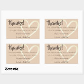 Vielen Dank Labels Social Media Beige Cream Heart Rechteckiger Aufkleber (Blatt)