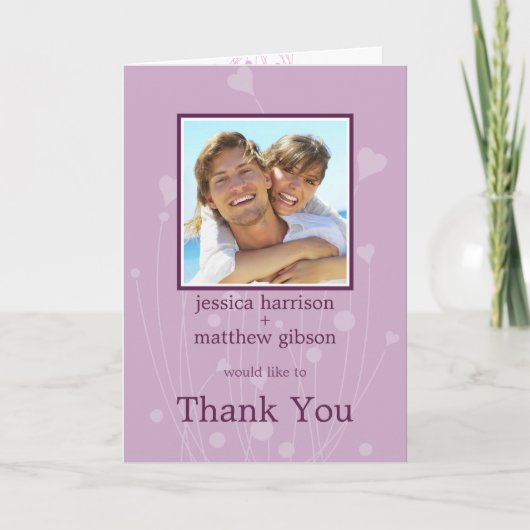 Vielen Dank, Lavender Hearts Foto-Karte Dankeskarte (Vorderseite)