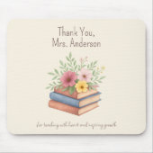 Vielen Dank Lehrer - Aquarellbücher & Blume - Mousepad (Vorne)