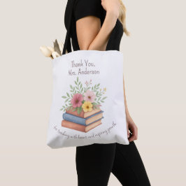 Vielen Dank Lehrer - Aquarellbücher & Blume - Tasche