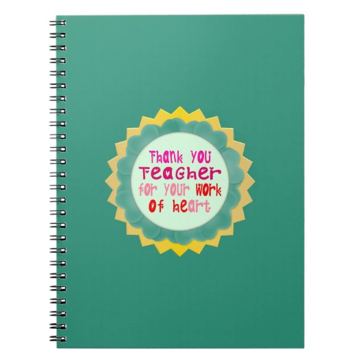 Vielen Dank, Lehrer, für Ihre Arbeit am Herzen Notizblock (Vorderseite)