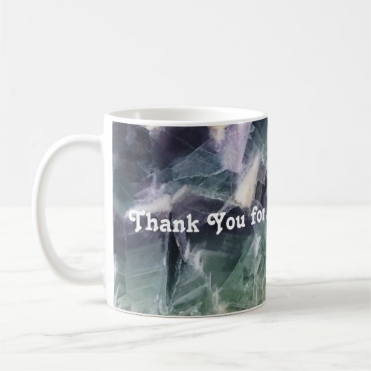 Vielen Dank Lehrer Green Lila Fluorite Foto Gem Kaffeetasse (Links)