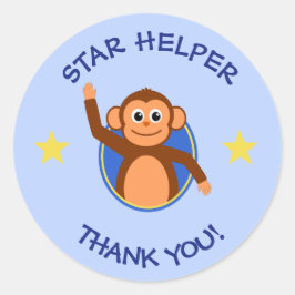 Vielen Dank Lehrer helfen Affen blau Runder Aufkleber