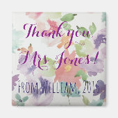 Vielen Dank Lehrer (Ihr Name) Blume Magnet (Vorne)