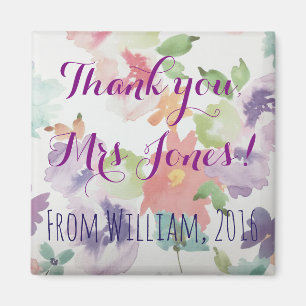 Vielen Dank Lehrer (Ihr Name) Blume Magnet