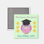 Vielen Dank Lehrer (Ihr Name) Lila Owl Magnet (Vorderseite/Rückseite)