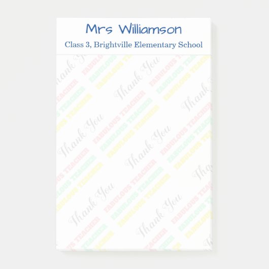 Vielen Dank Lehrer Name Schule Pastell Post-it Klebezettel (Vorderseite)