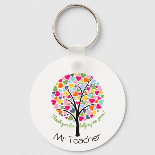 Vielen Dank, Lehrer Regenbogenherz Geschenk Schlüsselanhänger (Vorderseite)
