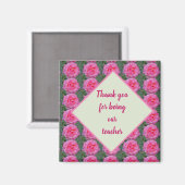 Vielen Dank Lehrer Schöne Pink Rose Muster Magnet (Vorderseite/Rückseite)