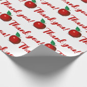 Vielen Dank Lehrer - Shiny Red Apple Wrapping Pape Geschenkpapier (Ecke)