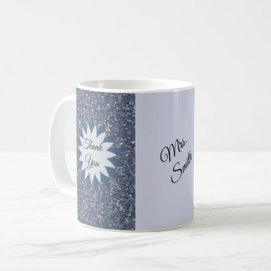 Vielen Dank Lehrer Wertschätzung Blue Mosaic Tiles Kaffeetasse (Vorderseite Links)