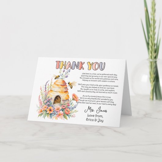 Vielen Dank, Lehrer Wertschätzung Honigbienen Gedi Karte (Vorderseite)