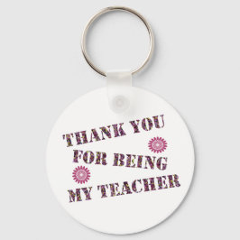 Vielen Dank Lehrer Wertschätzung Rosa Blume Floral Schlüsselanhänger