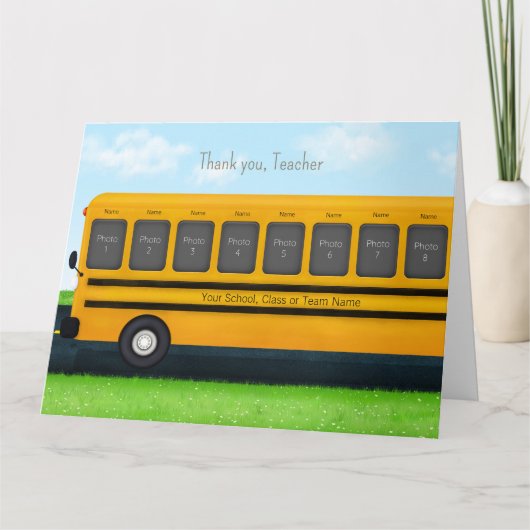 Vielen Dank Lehrer Yellow School Bus 16 Foto Card Karte (Vorderseite)