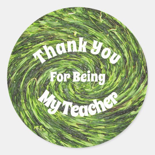 Vielen Dank Lehrerin Bright Green Spiral Wertschät Runder Aufkleber (Vorderseite)