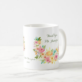 Vielen Dank, Lehrerin Floral Wreath Coffee Tasse