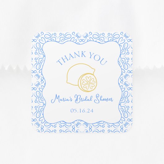 Vielen Dank, Lemon Blue Tiles Custom Brautparty Quadratischer Aufkleber
