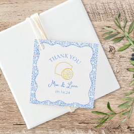 Vielen Dank, Lemon Blue Tiles Personalisiert Weddi Geschenkanhänger