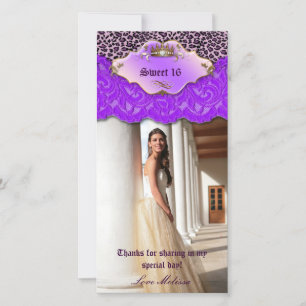 Vielen Dank Leopard Lace Jewel Sweet 16 Lila Dankeskarte