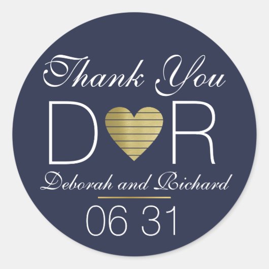 Vielen Dank . Liebe Herz . Gastgeschenk Hochzeit d Runder Aufkleber (Vorderseite)