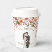 Vielen Dank Liebe ist brauen Floral Hochzeit elega Pappbecher (Vorderseite)