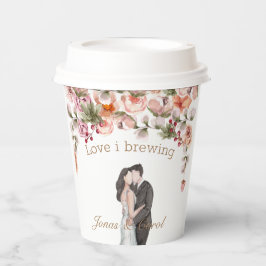 Vielen Dank Liebe ist brauen Floral Hochzeit elega Pappbecher