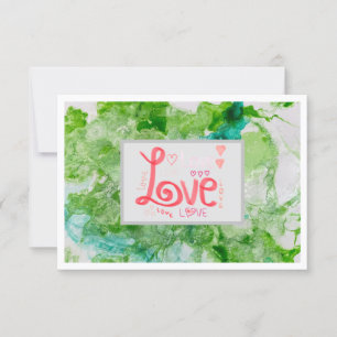 Vielen Dank Liebe Notecard 3.5" x 5" - Grün Dankeskarte