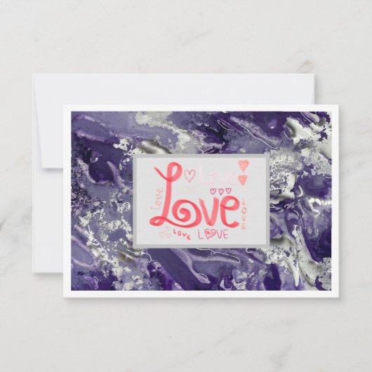 Vielen Dank Liebe Notecard 3.5" x 5" - Lila (Vorderseite)