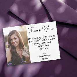 Vielen Dank, liebes 16 Geburtstag einfaches Foto Mitteilungskarte