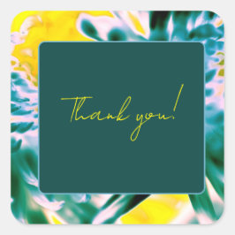 "Vielen Dank! Liebliche Farben Blumenaufkleber Quadratischer Aufkleber